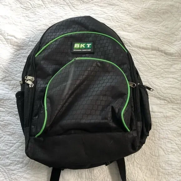 BKT black w green trim Backpack - Picture 1 of 5